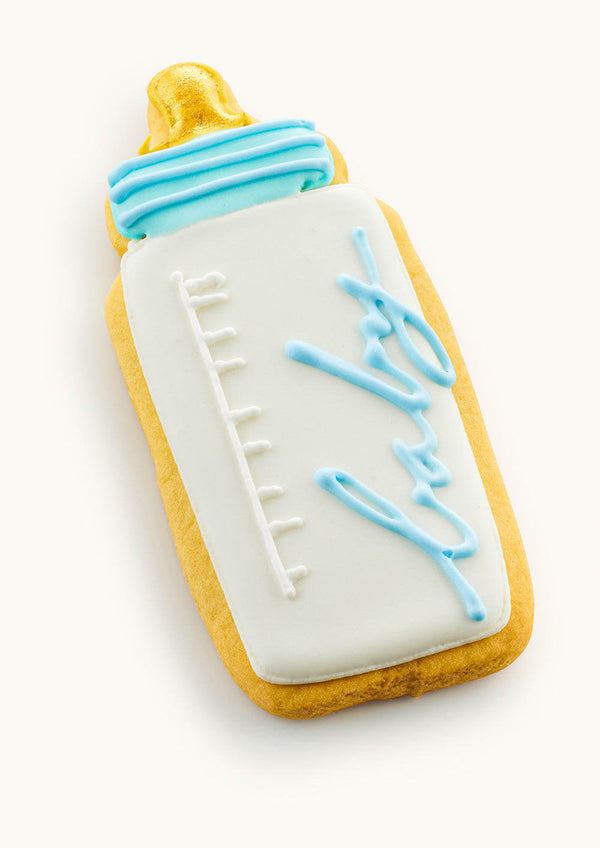 baby bottle cookies for boy baby shower Blue