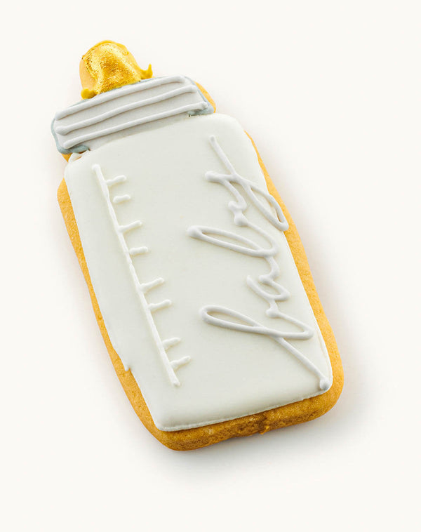 baby bottle cookies for boy baby shower Gray