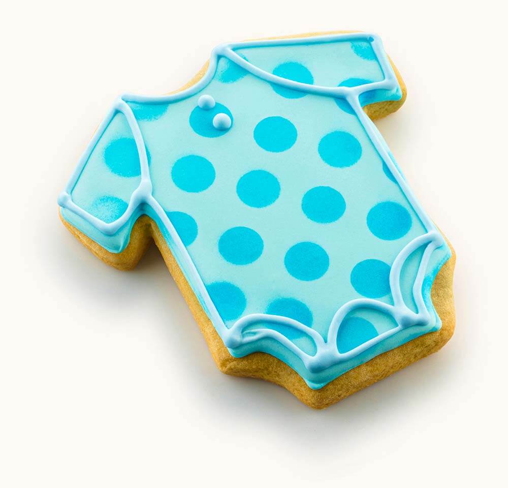 Baby Shower Boys Onesie Cookie with Polka Dots Blue