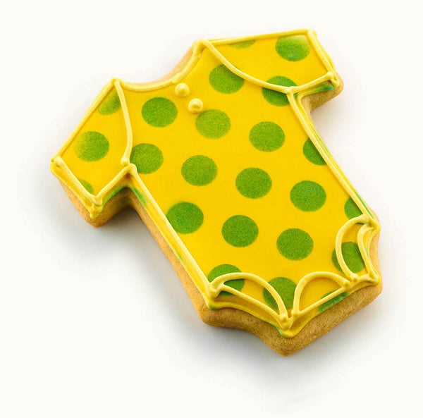 Baby Shower Boys Onesie Cookie with Polka Dots Yellow