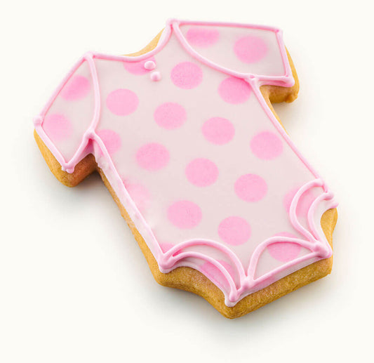 Baby Shower Girls Onesie Cookie with Polka Dots Pink
