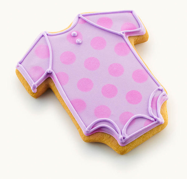 Baby Shower Girls Onesie Cookie with Polka Dots Purple