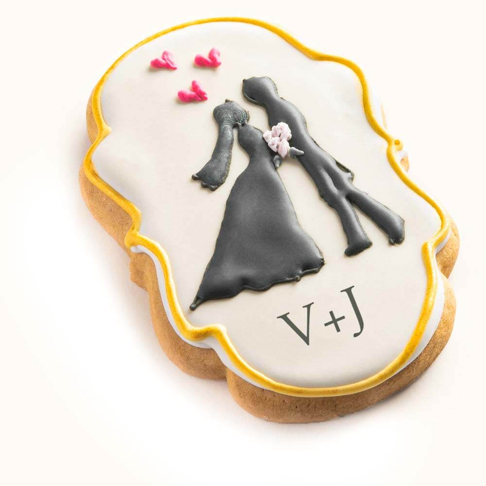 Bride and Groom Wedding Cookies Gold