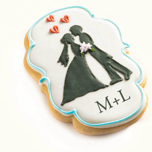 Bride and Groom Wedding Cookies Blue