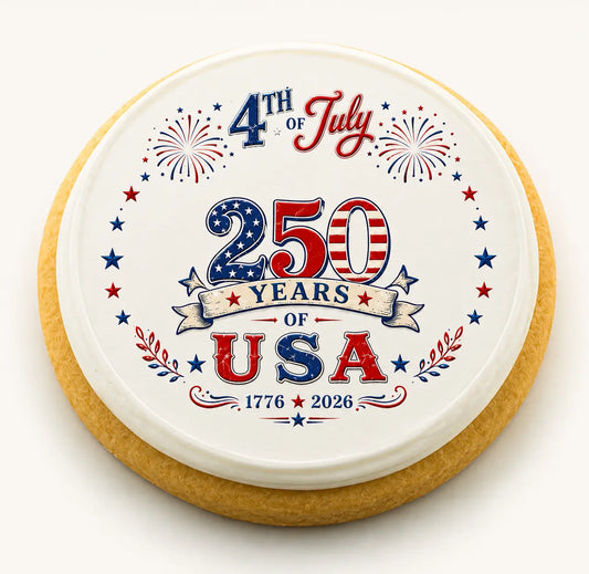 USA 250th Anniversary Sugar Cookie CustomCookies.com