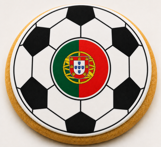 Portugal Flag Soccer Ball Cookie | Custom World Cup Decorated Sugar Cookie CustomCookies.com