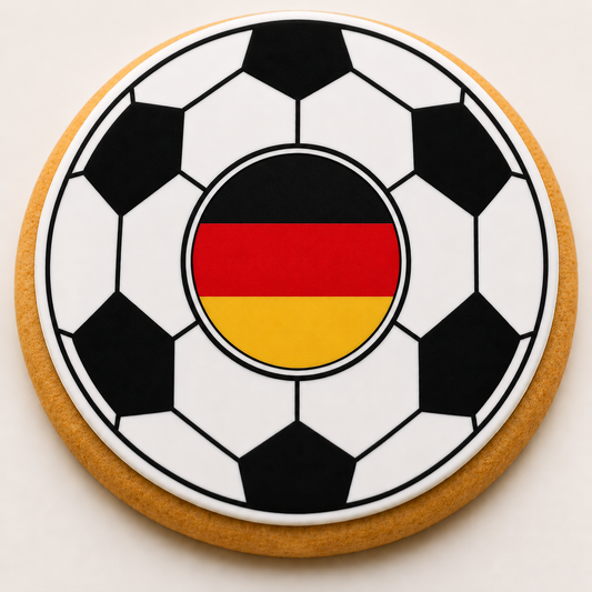 Germany Flag Soccer Ball Cookie | Custom World Cup Decorated Sugar Cookie CustomCookies.com