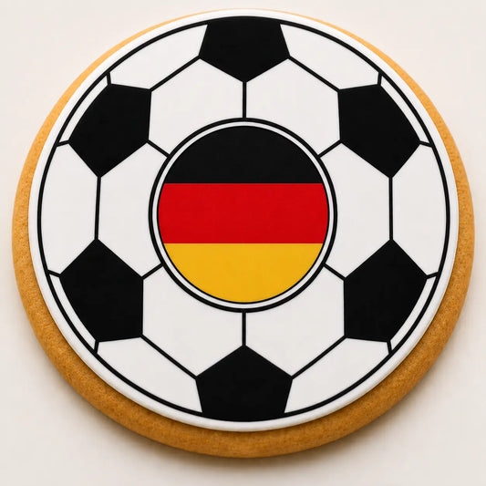Germany Flag Soccer Ball Cookie | Custom World Cup Decorated Sugar Cookie CustomCookies.com