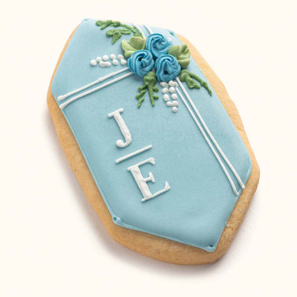 Cookies with Bride and Groom Initials Blue