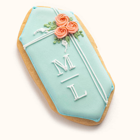 Cookies with Bride and Groom Initials Light Blue