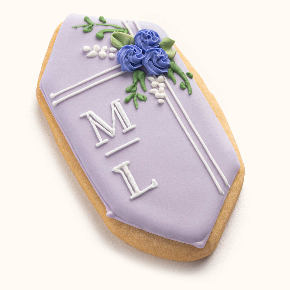 Cookies with Bride and Groom Initials Purple