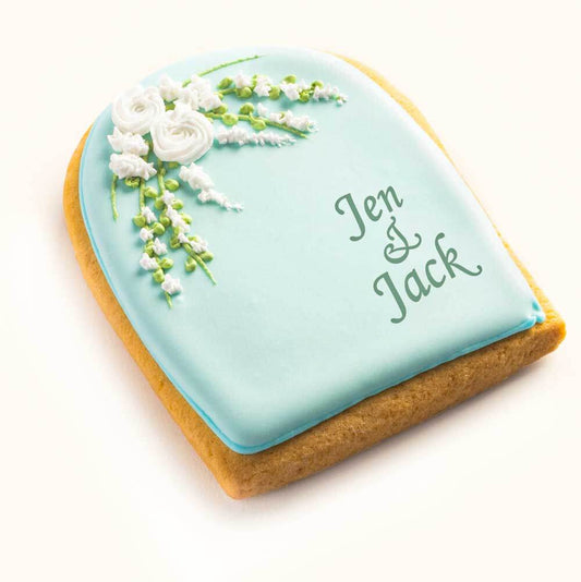 Cookies with Bride and Groom Names Blue
