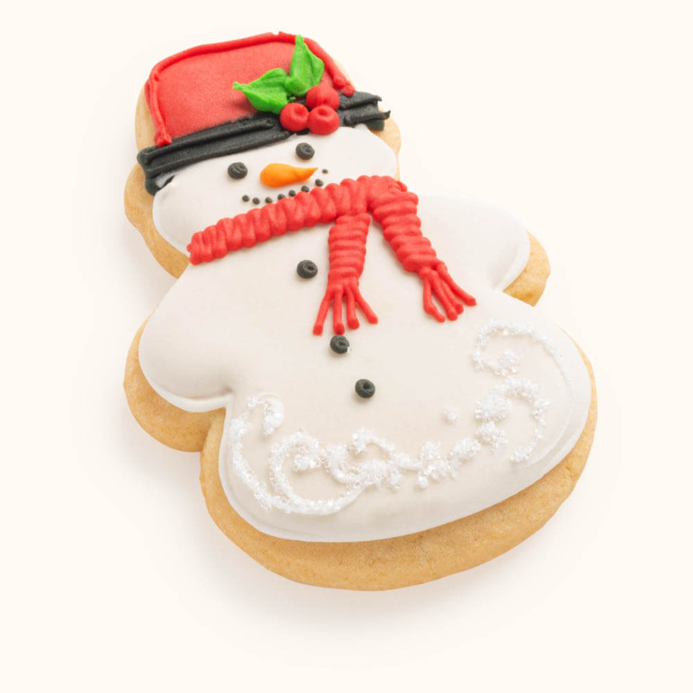 Decorated Holiday Snowman Cookies Red