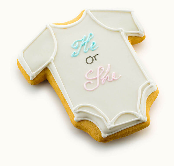 gender reveal onesie cookies