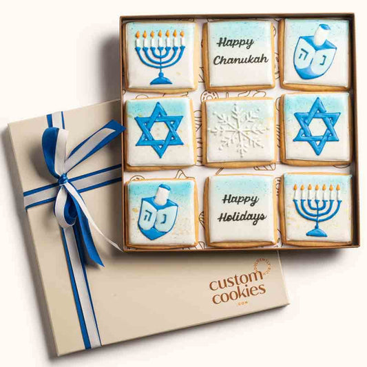Hanukkah Deluxe Cookie Gift box CustomCookies.com