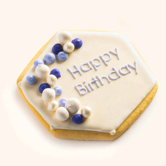 Hexagon Birthday Plaque Cookie White