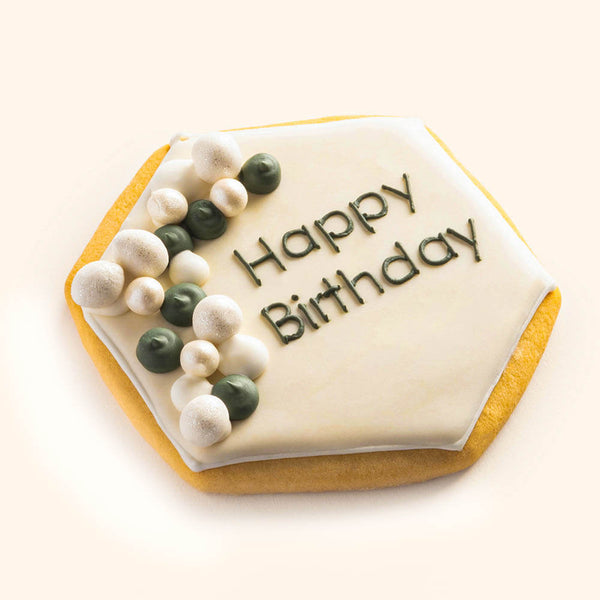 Hexagon Birthday Plaque Cookie Neutrals