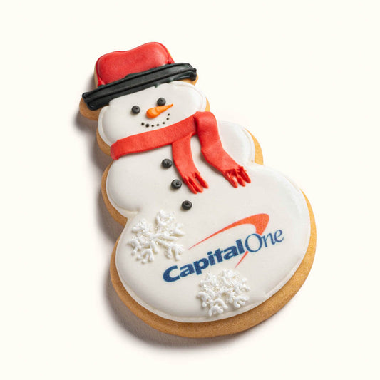 Holiday Themed Snowman Cookie, with Logo