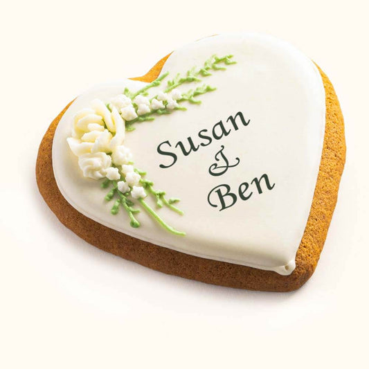 Wedding Heart Floral Cookie White