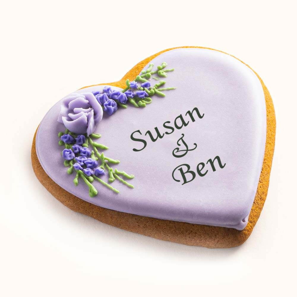 Wedding Heart Floral Cookie Purple