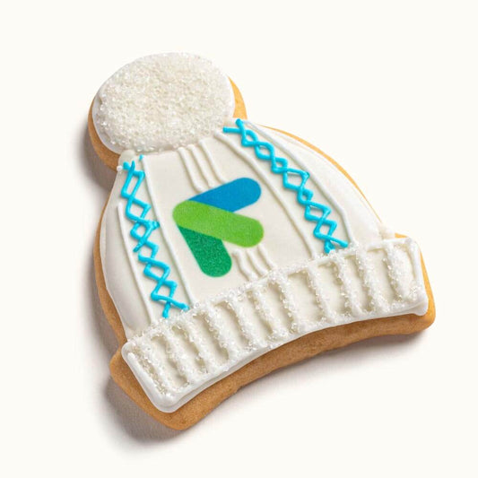 Winter Hat Cookie, with Logo Blue