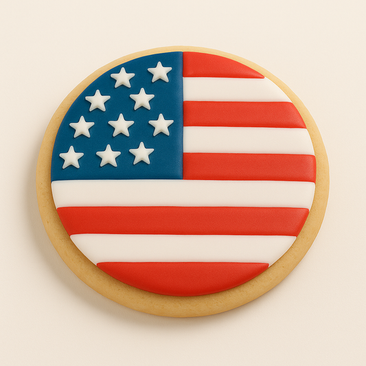 Round American Flag Cookie CustomCookies.com