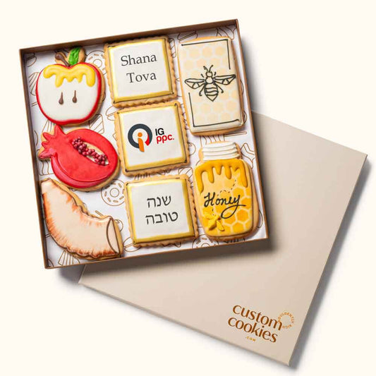 Deluxe Rosh Hashanah Gift Box w/Custom Logo CustomCookies.com