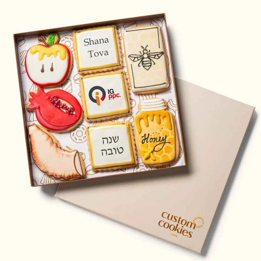 Deluxe Rosh Hashanah Gift Box w/Custom Logo CustomCookies.com