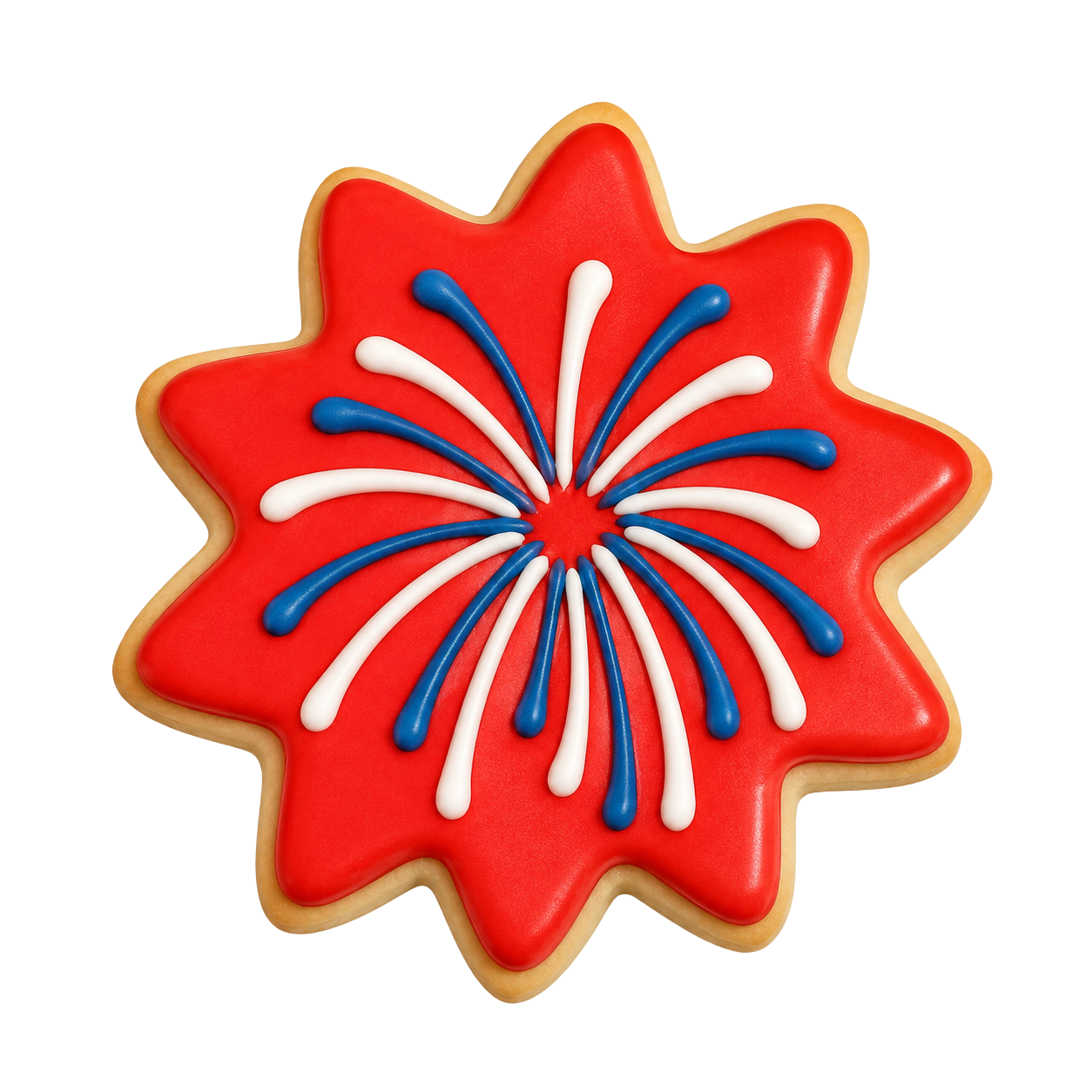 4th of July Firework Sugar Cookie – Red, White, and Blue Patriotic Dessert CustomCookies.com
