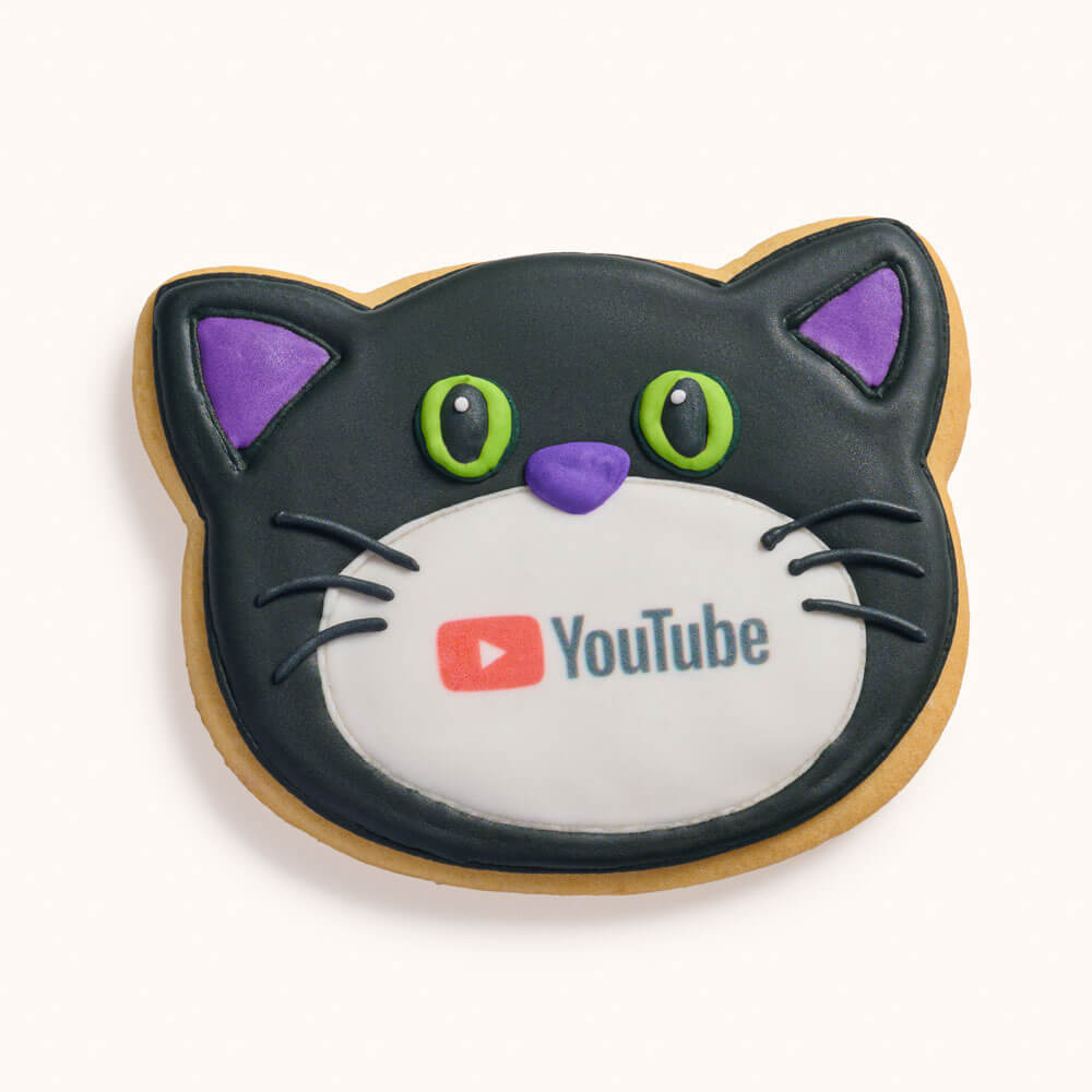 Custom Logo Black Cat Halloween Sugar Cookie