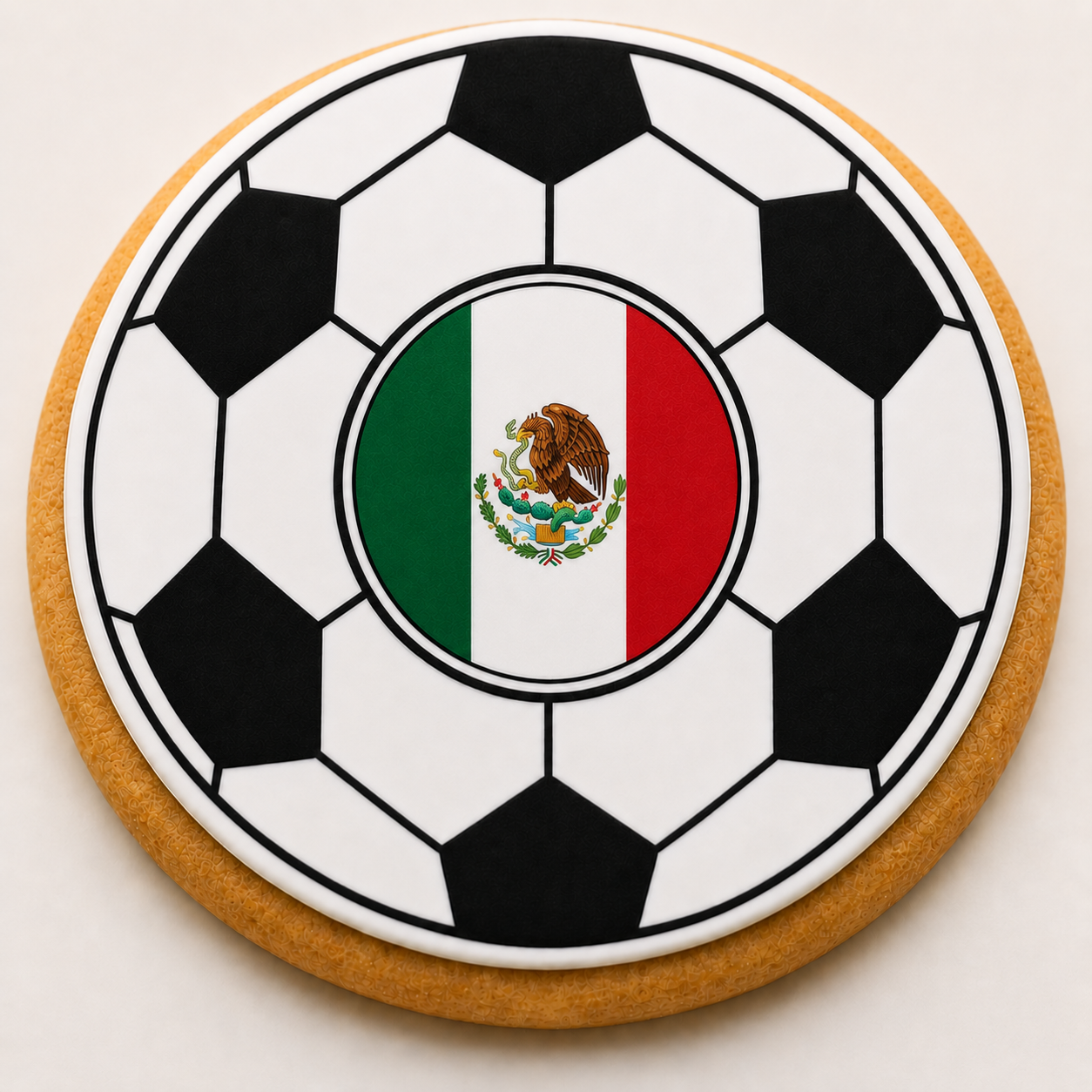 Mexico Flag Soccer Ball Cookie | Custom World Cup Decorated Sugar Cookie