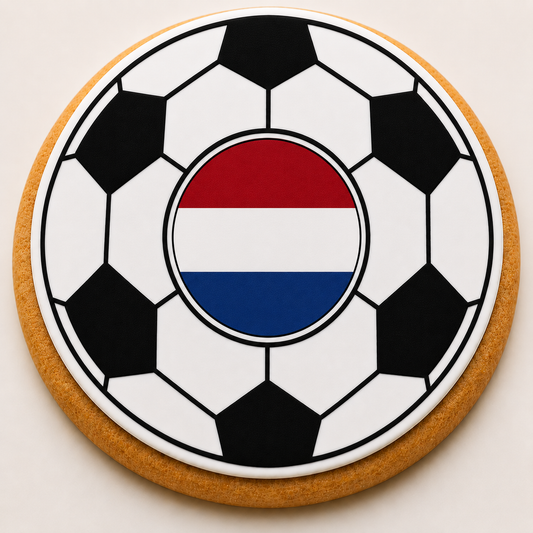 Netherlands Flag Soccer Ball Cookie | Custom World Cup Decorated Sugar Cookie CustomCookies.com