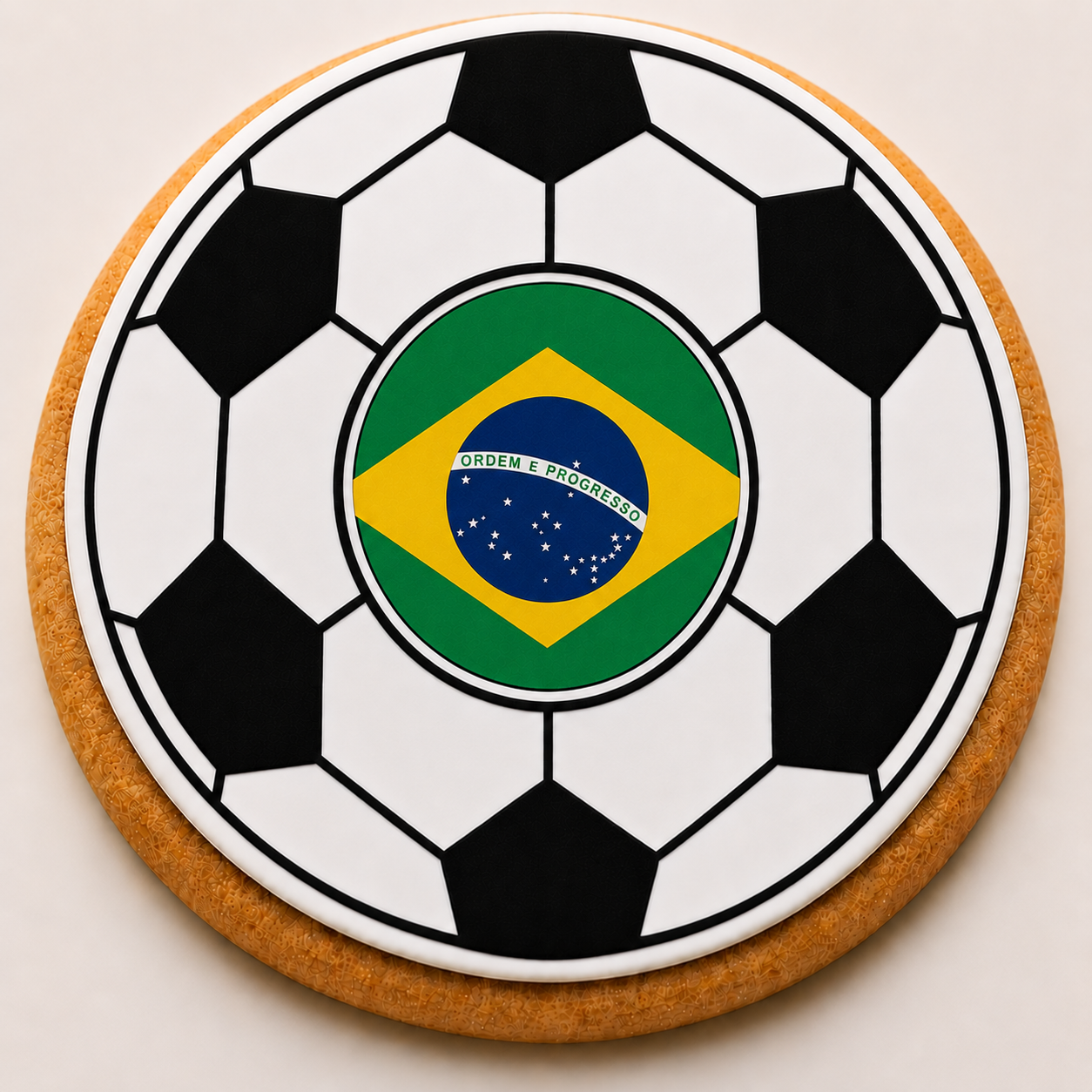 Brazil Flag Soccer Ball Cookie | Custom World Cup Decorated Sugar Cookie