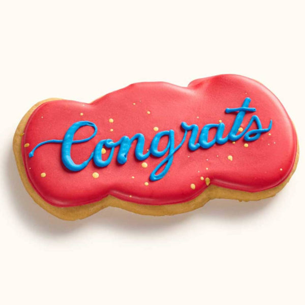 Red Customizable congrats message plaque cookie with elegant hand-scripted icing in personalized colors_default