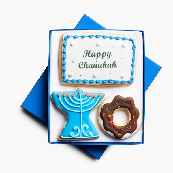 Hanukkah Cookie Gift Box 3 Set CustomCookies.com