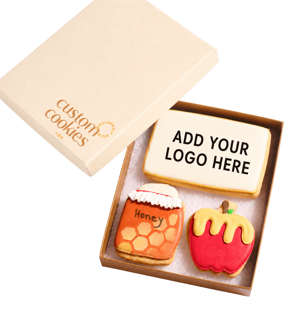 Custom Logo Rosh Hashanah Cookie Gift Box CustomCookies.com