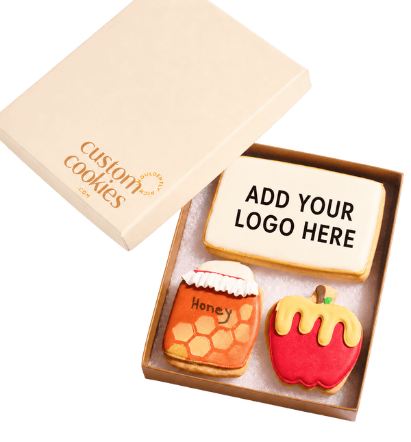 Custom Logo Rosh Hashanah Cookie Gift Box CustomCookies.com