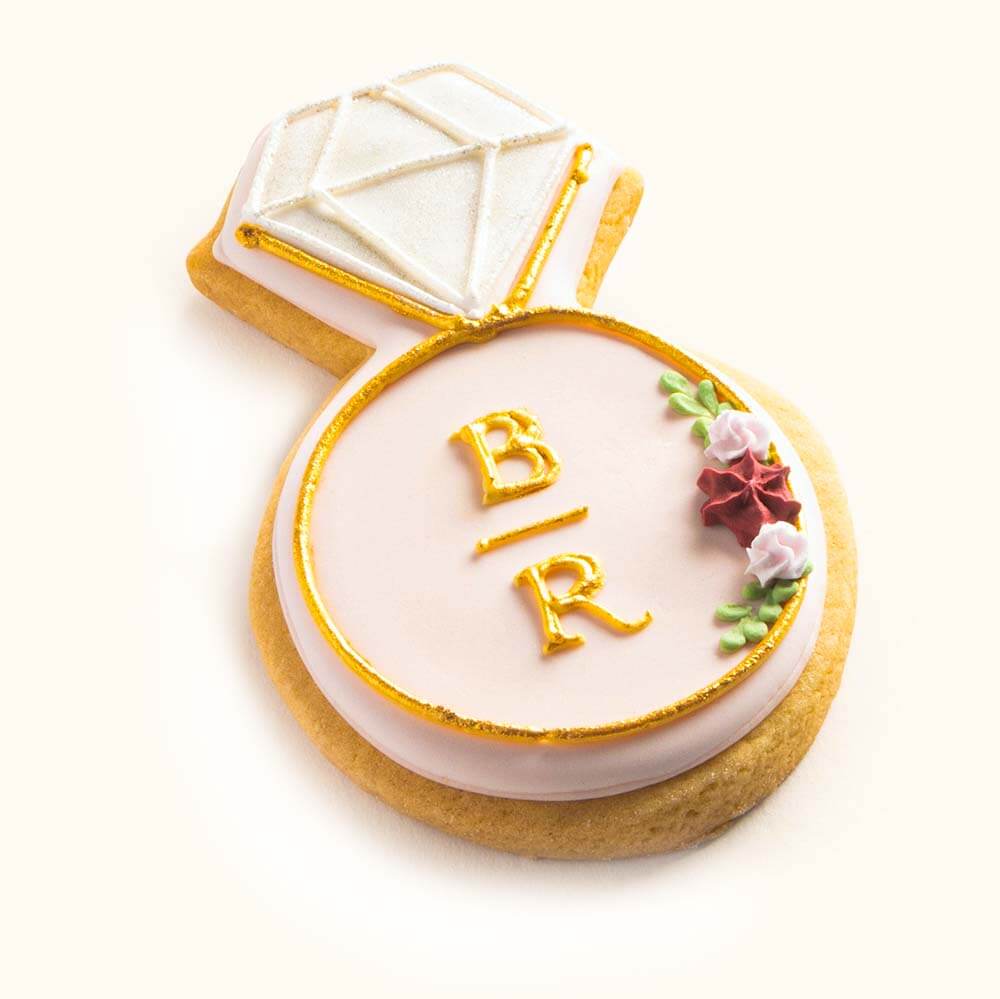 Floral Wedding Ring Cookies Pink