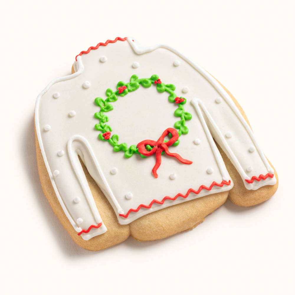 Holiday Wreath Ugly Sweater Cookies