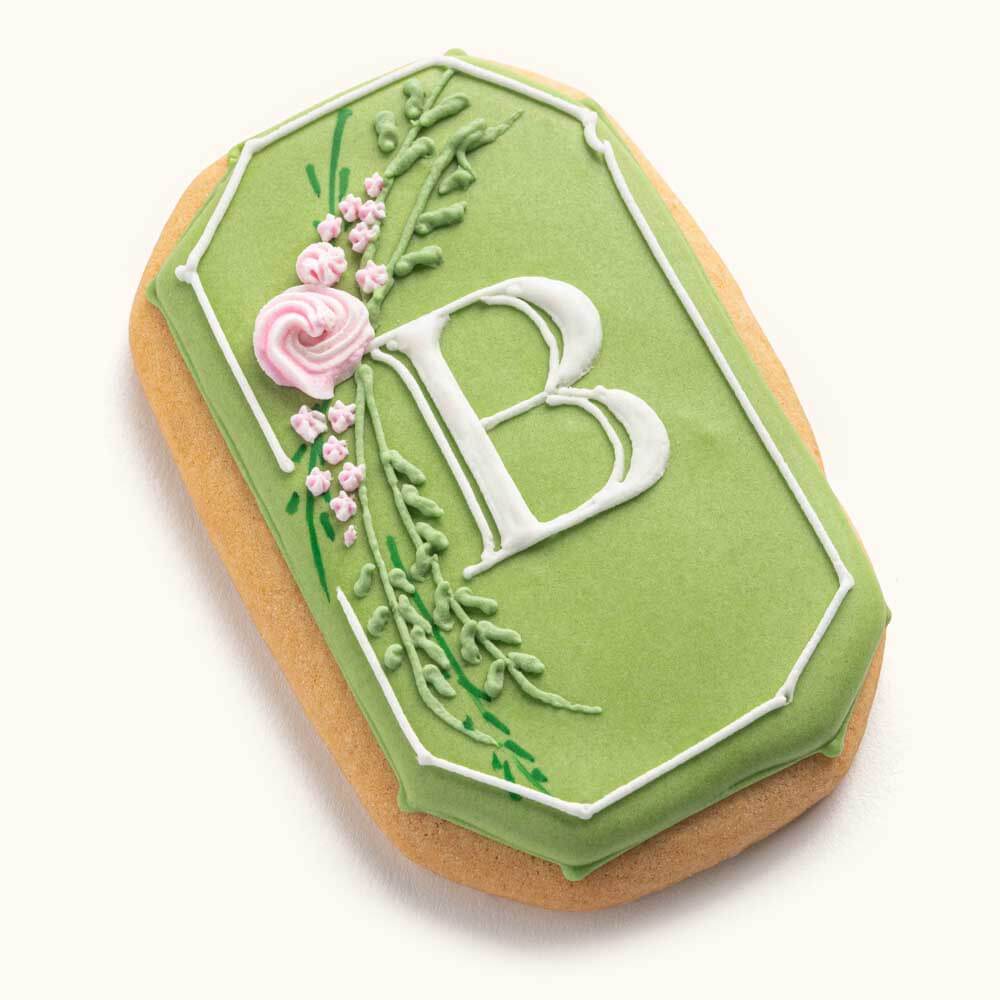 Monogrammed Wedding Cookies Green