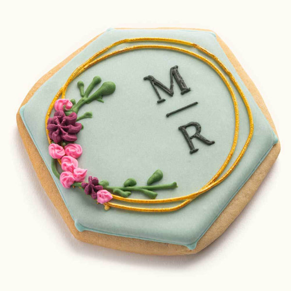 Wedding Cookies with Intials Green