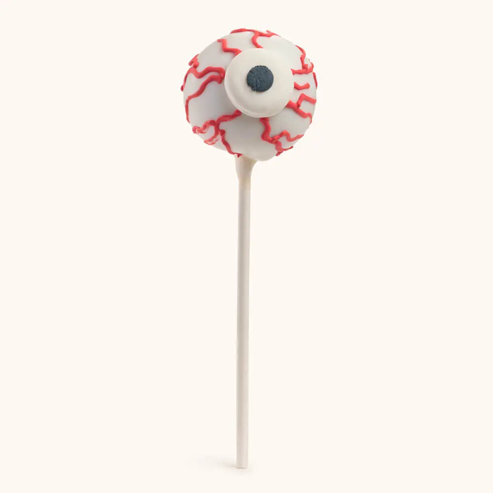 Bloody Eyeball Halloween Cake Pops CustomCookies.com