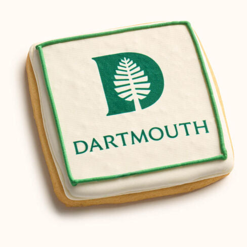 Customizable university logo plaque cookie with printed school branding Green