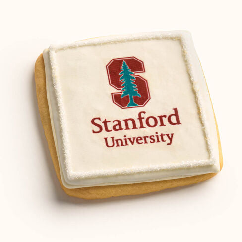 Customizable university logo plaque cookie with printed school branding White