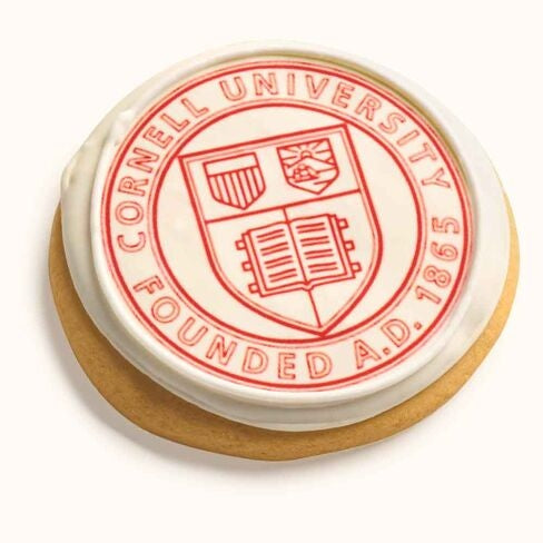 Customizable university logo plaque cookie with printed school branding 