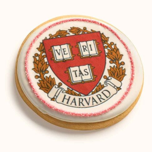 Customizable university logo plaque cookie with printed school branding 