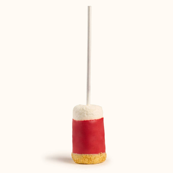 Customizable gourmet chocolate covered marshmallow pops with school color drizzle and decorative sprinkles for party favors
